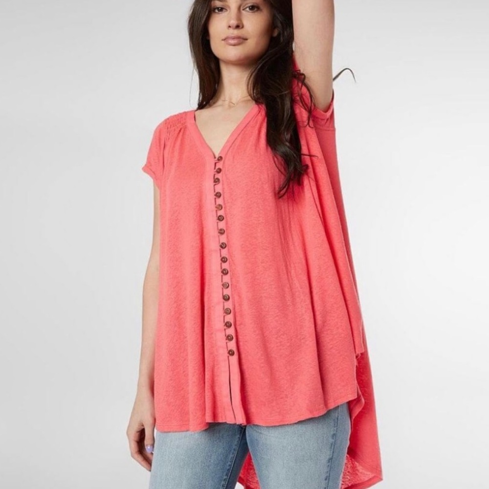 Free People Highland Blouse in Azalea Pink Small - Picture 8 of 8